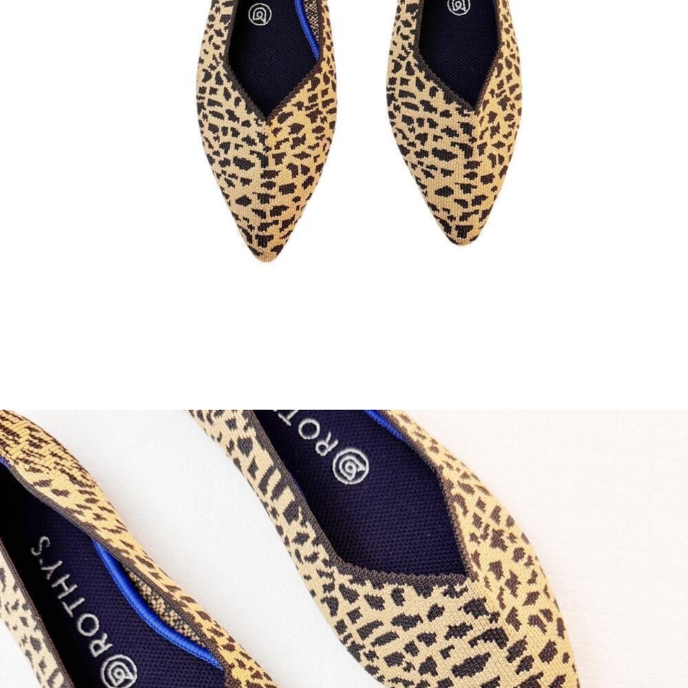 Rothy's Tan and Black Leopard Print Flats